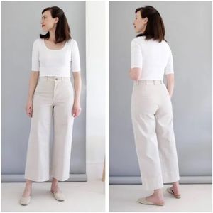 Everlane Sand Lightweight Wide-Leg Crop Chino, Size 0